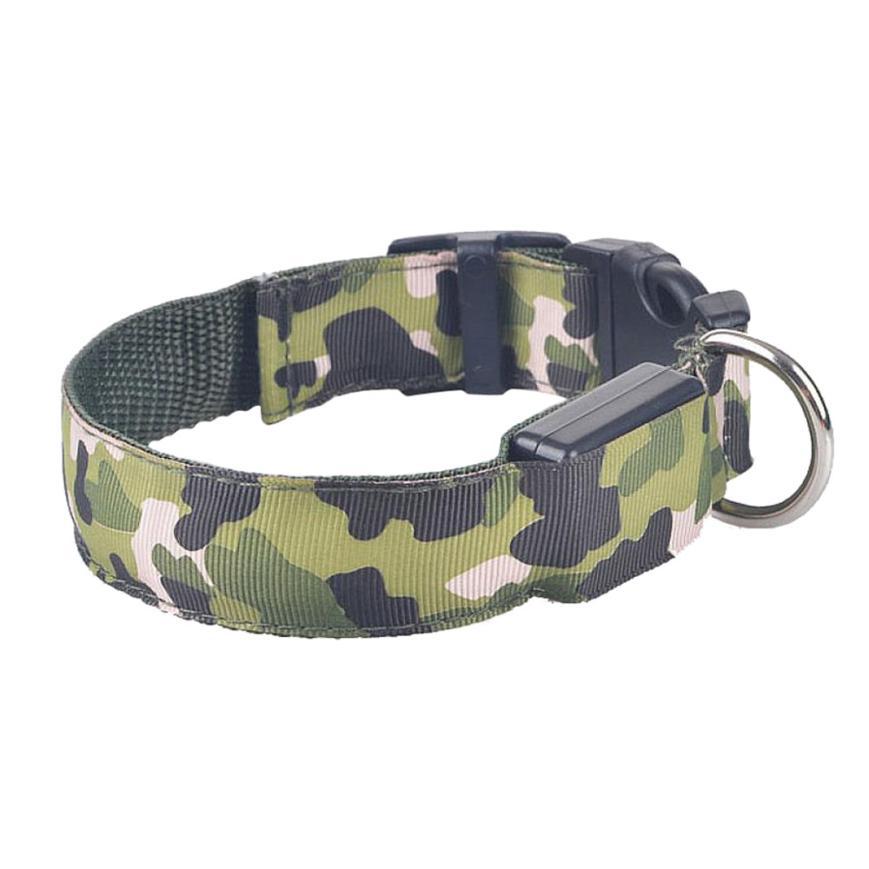 Flashing LED Pet CollarCamouflage nylon Dog Collar with 3 Lighting Modes for Night Walking, Adjustable Sizes for Dogs & Cats