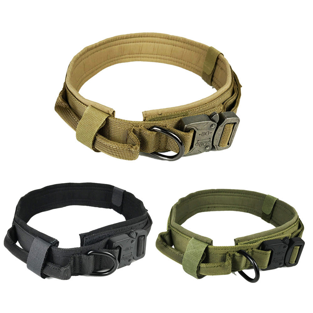 Durable Tactical Dog Collar – High-Quality Nylon, Adjustable, with Quick Release Buckle and Velcro