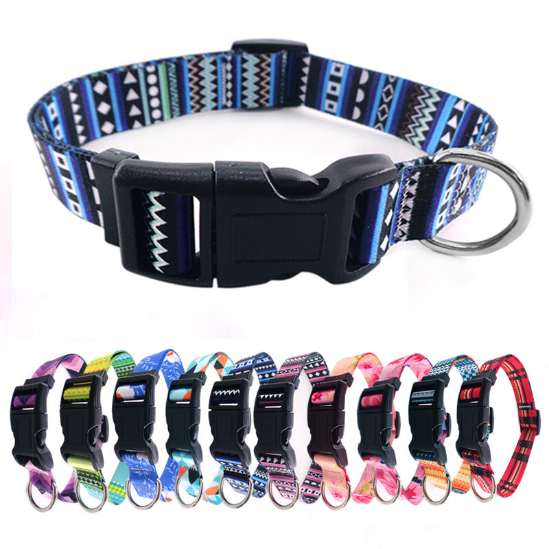 Bohemian Dog Collar – Digital Print Polyester Pet Collar in National Style