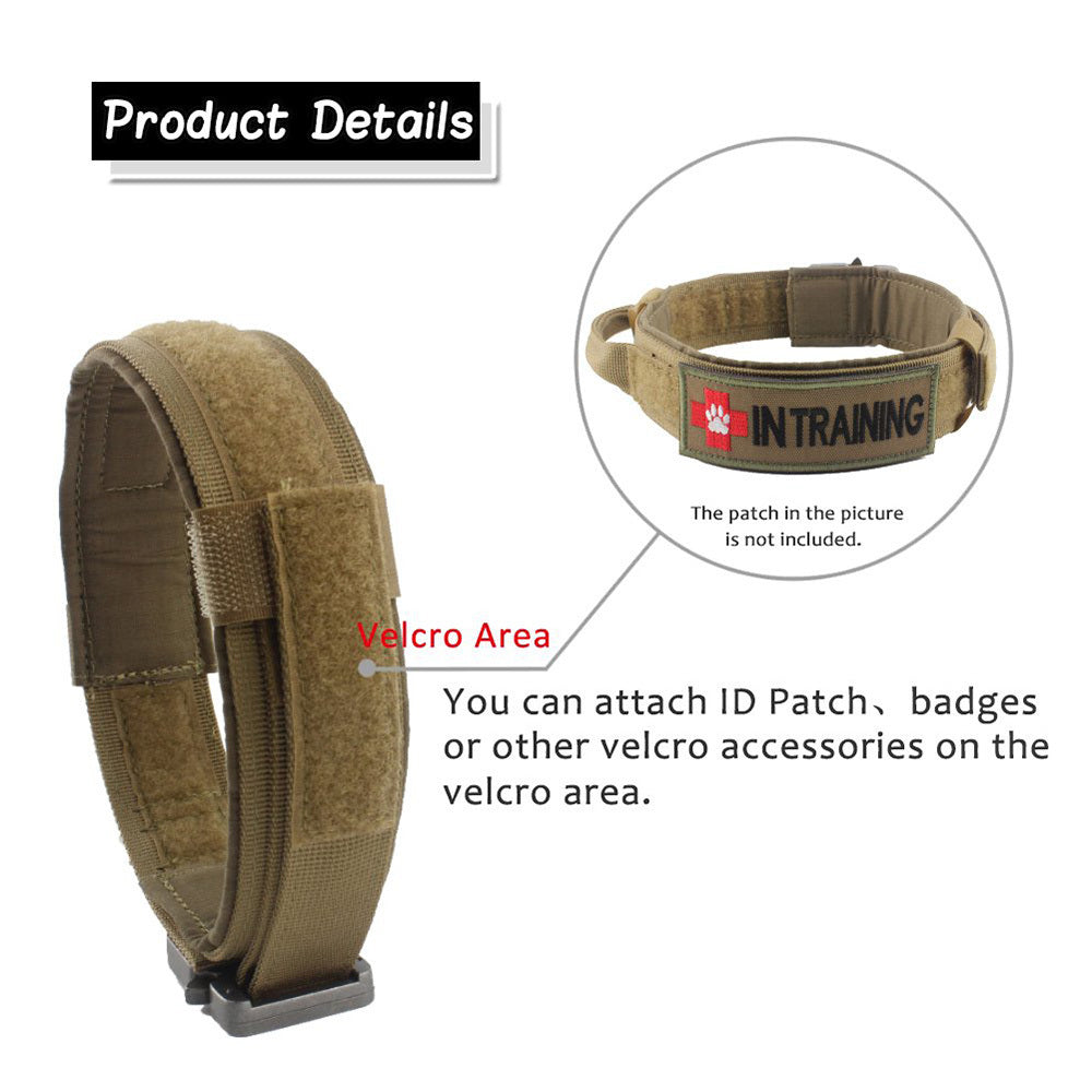 Durable Tactical Dog Collar – High-Quality Nylon, Adjustable, with Quick Release Buckle and Velcro