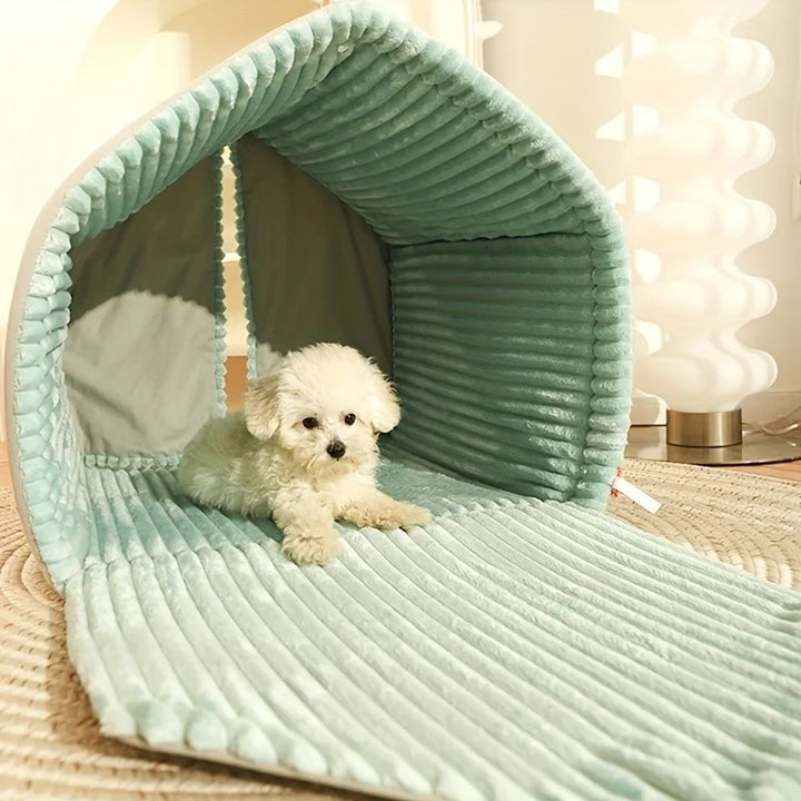 Winter Warm Small Dog House - Closed Kennel with Double-Door Curtain