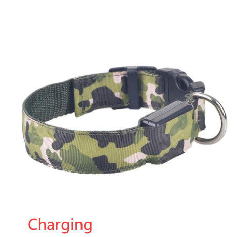 Flashing LED Pet CollarCamouflage nylon Dog Collar with 3 Lighting Modes for Night Walking, Adjustable Sizes for Dogs & Cats