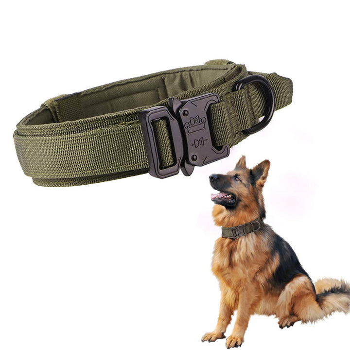 Adjustable Tactical Dog Collar and Leash Set – Military Nylon Design