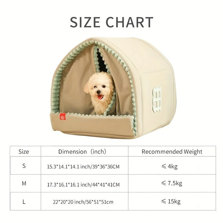 Winter Warm Small Dog House - Closed Kennel with Double-Door Curtain