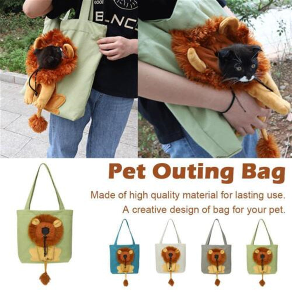 Lion Design Soft Pet Carrier | Breathable Canvas Dog & Cat Backpack for Small Pets