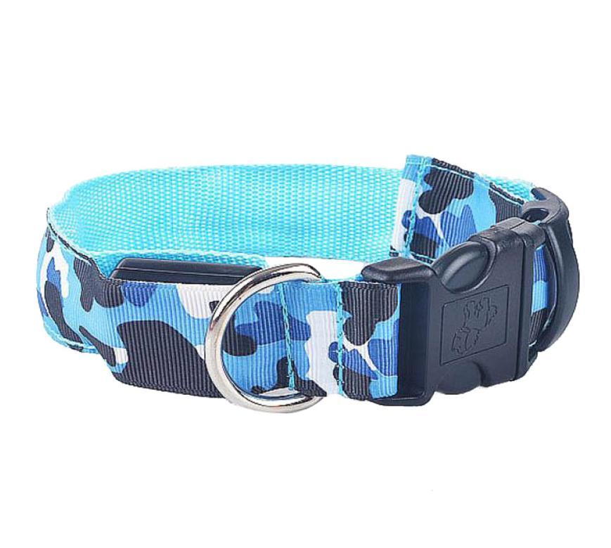 Flashing LED Pet CollarCamouflage nylon Dog Collar with 3 Lighting Modes for Night Walking, Adjustable Sizes for Dogs & Cats