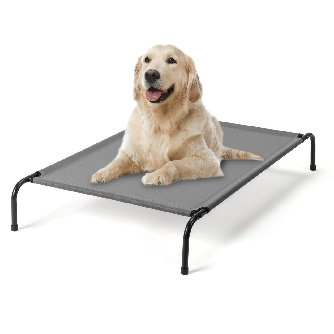 Elevated Dog Bed | Durable Cooling Pet Bed in Light Gray | Travel and Dogs