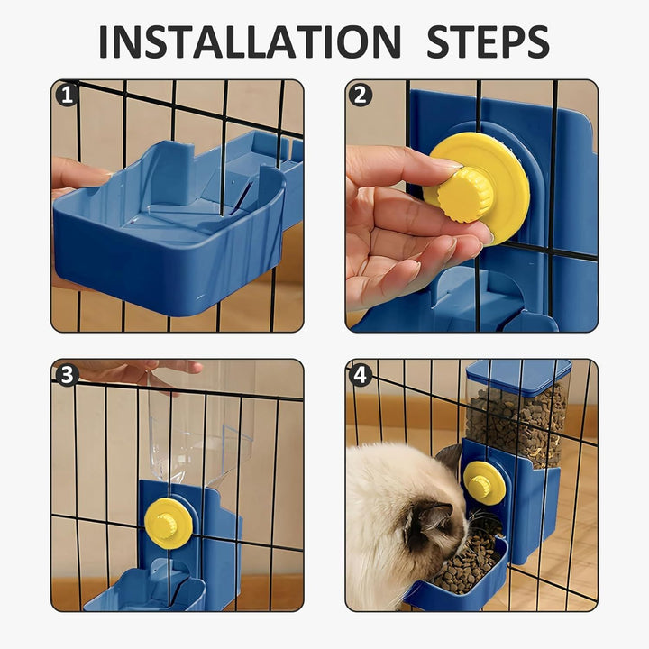 Hanging Automatic Food & Water Dispenser for Small Pets - Rabbit, Chinchilla, Guinea Pig Feeder | Travel and Dogs