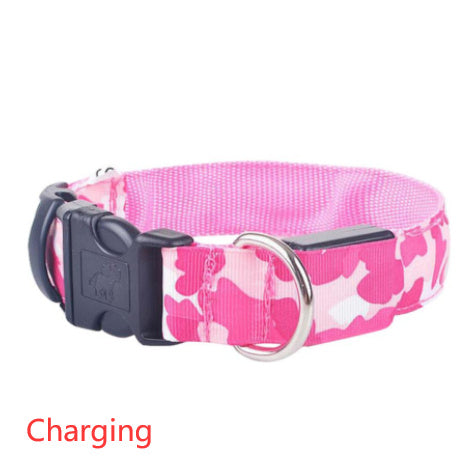 Flashing LED Pet CollarCamouflage nylon Dog Collar with 3 Lighting Modes for Night Walking, Adjustable Sizes for Dogs & Cats