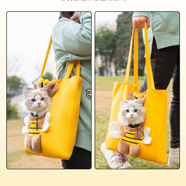 Little Bee Design Pet Carrier Bag | Breathable Canvas Shoulder Bag for Dogs & Cats