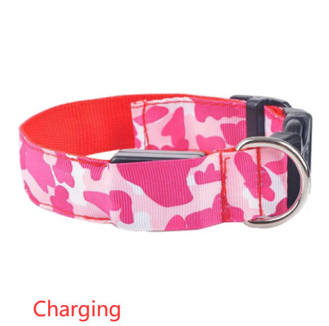 Flashing LED Pet CollarCamouflage nylon Dog Collar with 3 Lighting Modes for Night Walking, Adjustable Sizes for Dogs & Cats