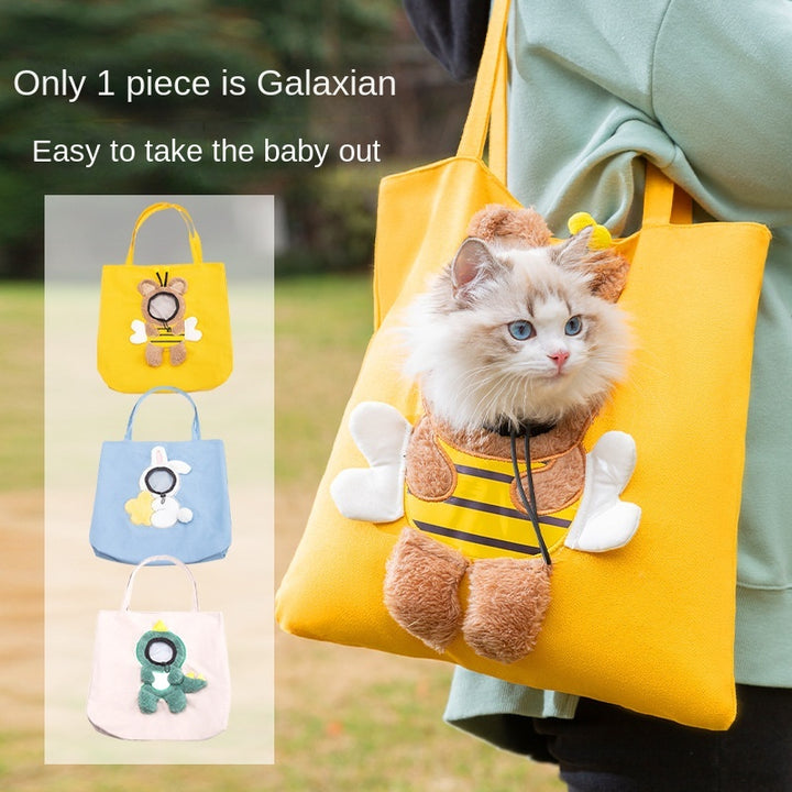 Little Bee Design Pet Carrier Bag | Breathable Canvas Shoulder Bag for Dogs & Cats