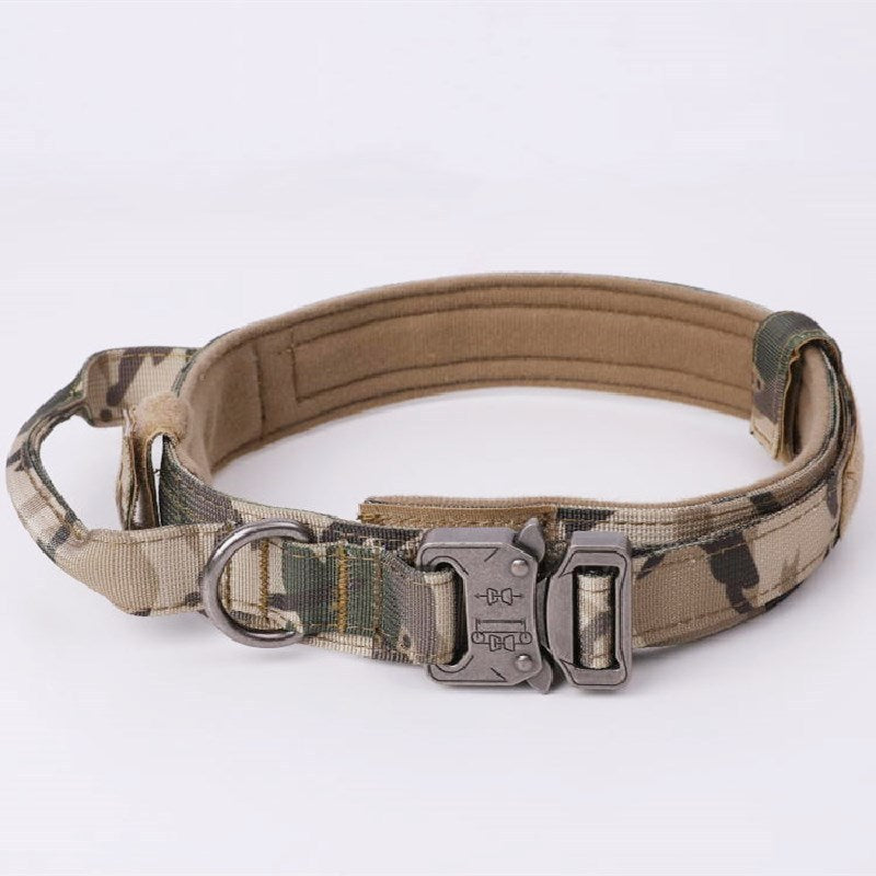 Adjustable Tactical Dog Collar – Durable K9 Nylon Collar with Traction Rope