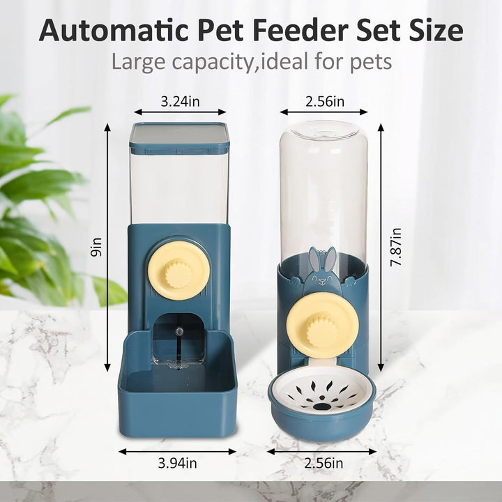 Hanging Automatic Food & Water Dispenser for Small Pets - Rabbit, Chinchilla, Guinea Pig Feeder | Travel and Dogs