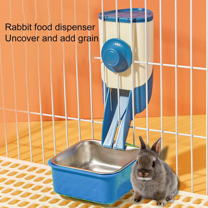 Rabbit Bowl Pet Feeding Kit - External Food Dispenser for Small Pets | Travel and Dogs