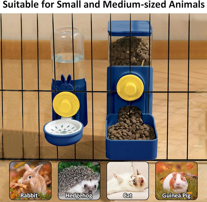 Hanging Automatic Food & Water Dispenser for Small Pets - Rabbit, Chinchilla, Guinea Pig Feeder | Travel and Dogs