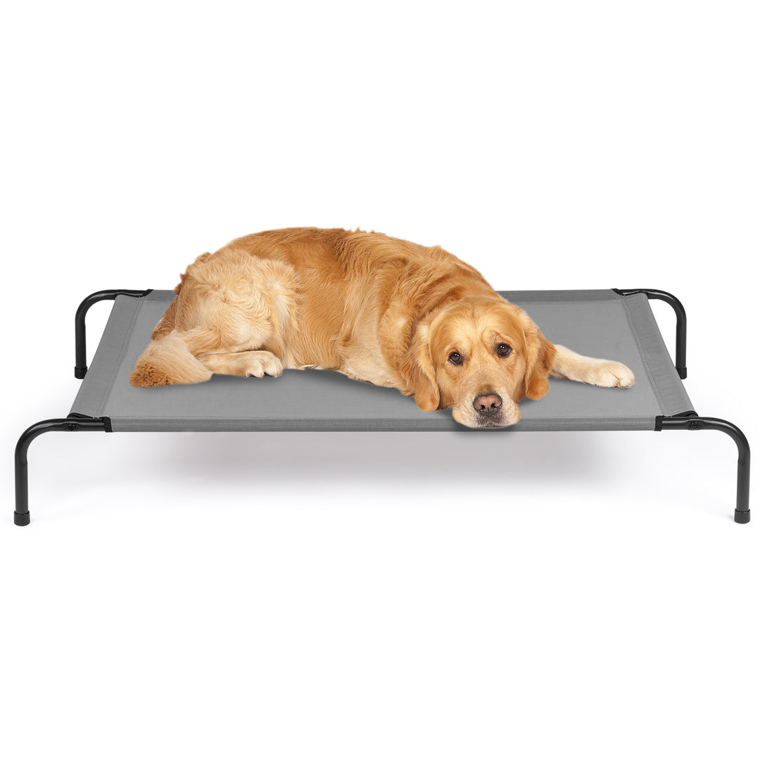 Elevated Dog Bed | Durable Cooling Pet Bed in Light Gray | Travel and Dogs