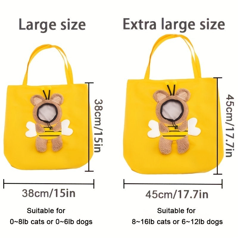 Little Bee Design Pet Carrier Bag | Breathable Canvas Shoulder Bag for Dogs & Cats