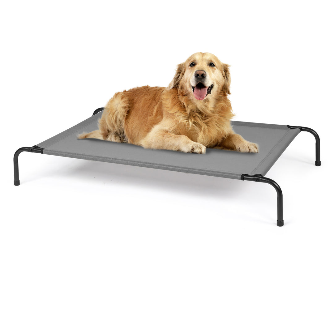 Elevated Dog Bed | Durable Cooling Pet Bed in Light Gray | Travel and Dogs