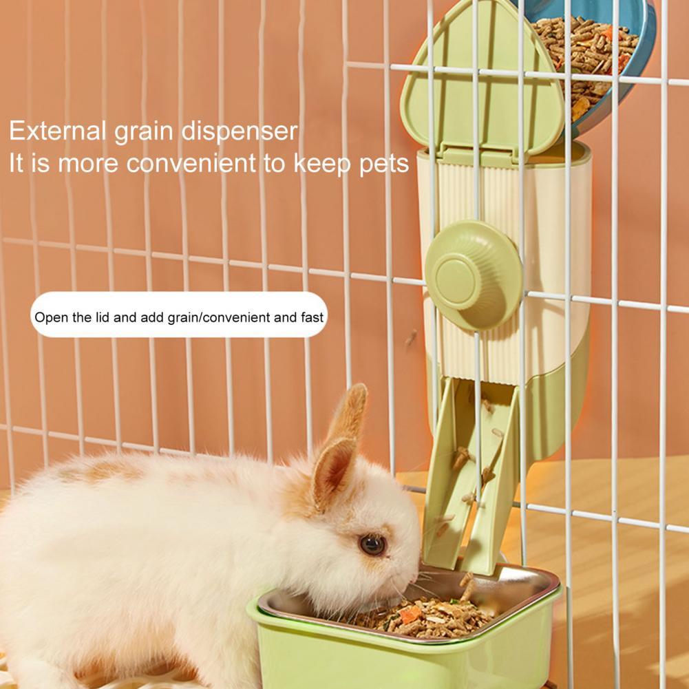 Rabbit Bowl Pet Feeding Kit - External Food Dispenser for Small Pets | Travel and Dogs