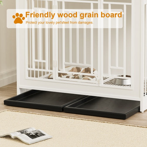 43.3 Inch Large Wooden Dog Kennel Furniture with Divider and Storage