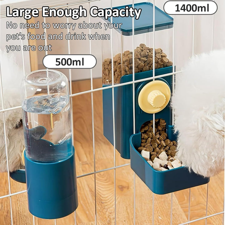 Hanging Automatic Food & Water Dispenser for Small Pets - Rabbit, Chinchilla, Guinea Pig Feeder | Travel and Dogs