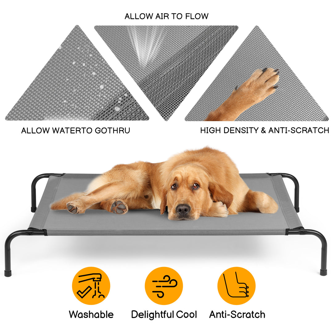 Elevated Dog Bed | Durable Cooling Pet Bed in Light Gray | Travel and Dogs